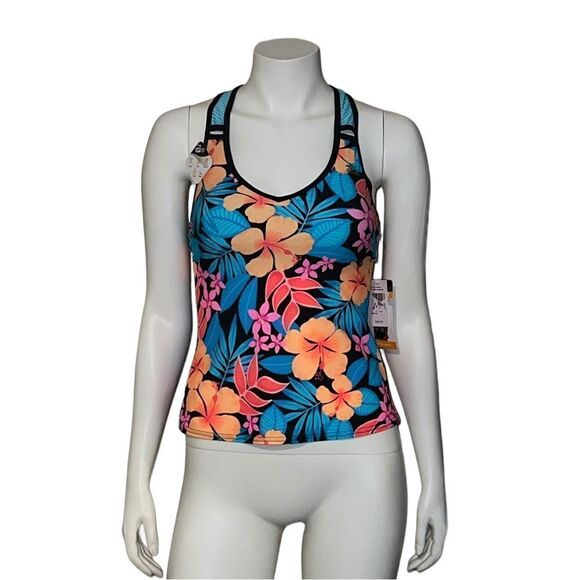 ZeroXposur Floral Racerback UPF 30+ Active Swimsuit Tankini Top Extra Small NWT - Picture 1 of 8